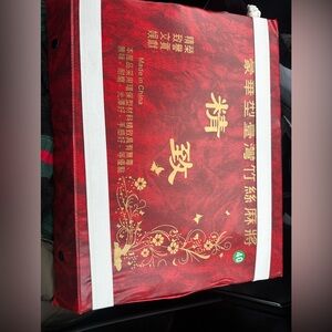 Red Mahjong Set with Gold Accents